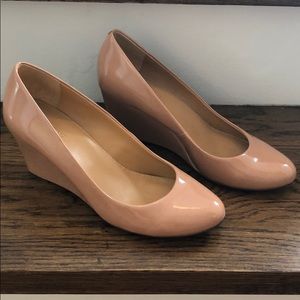 Patent leather wedges